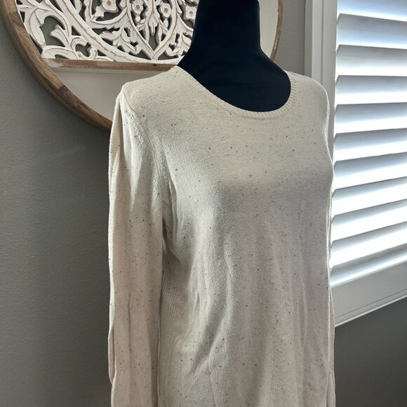 J. Jill Weaver Collection Sweater Womens SZM Round Neck Pullover Beige Speckled - Picture 1 of 8